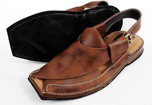 Article S03301 Classic Brown Zalmi Chappal – Polished Tan Leather Finish 03301