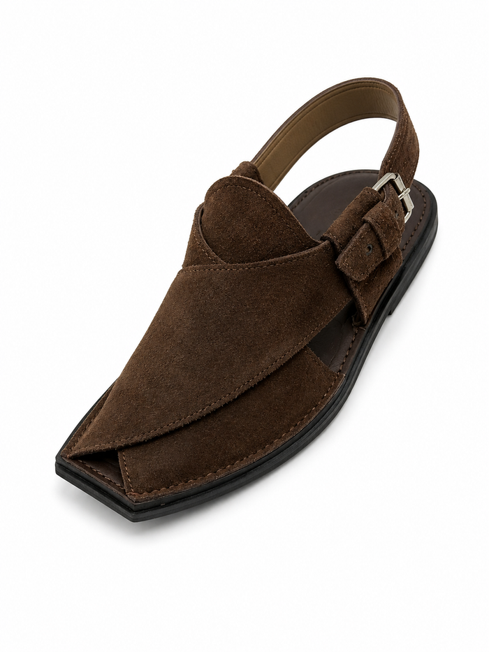 Urban Saddle (Coffee Brown Suede Thin Sole Peshawari Chappal)