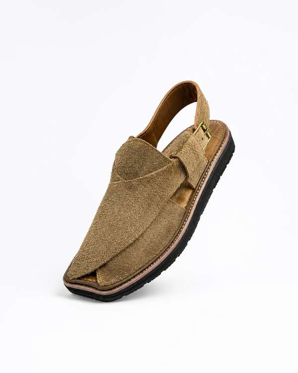 Pakhtun Pride (Beige Color Suede Mid Sole Peshawari Chappal)