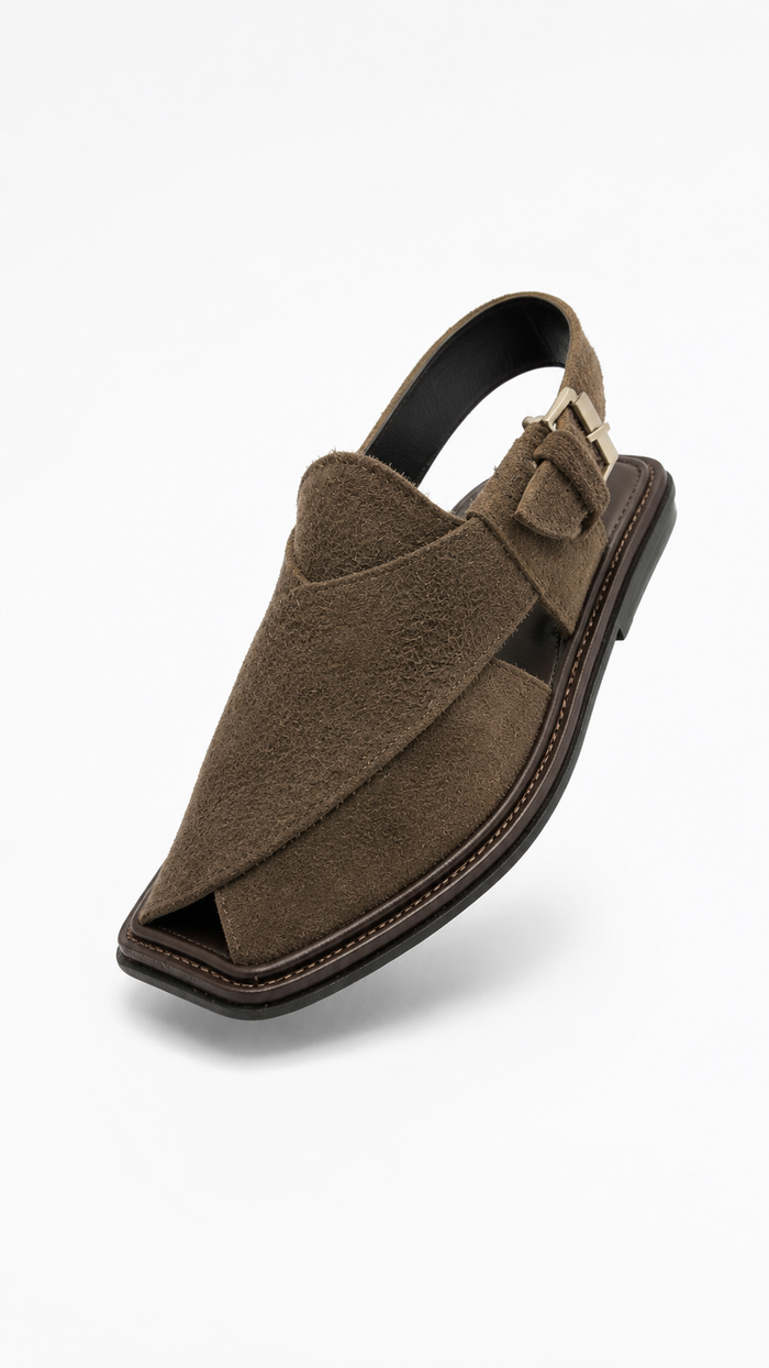 Maple Forge (Premium Brown Thin Sole Suede Peshawari Chappal)