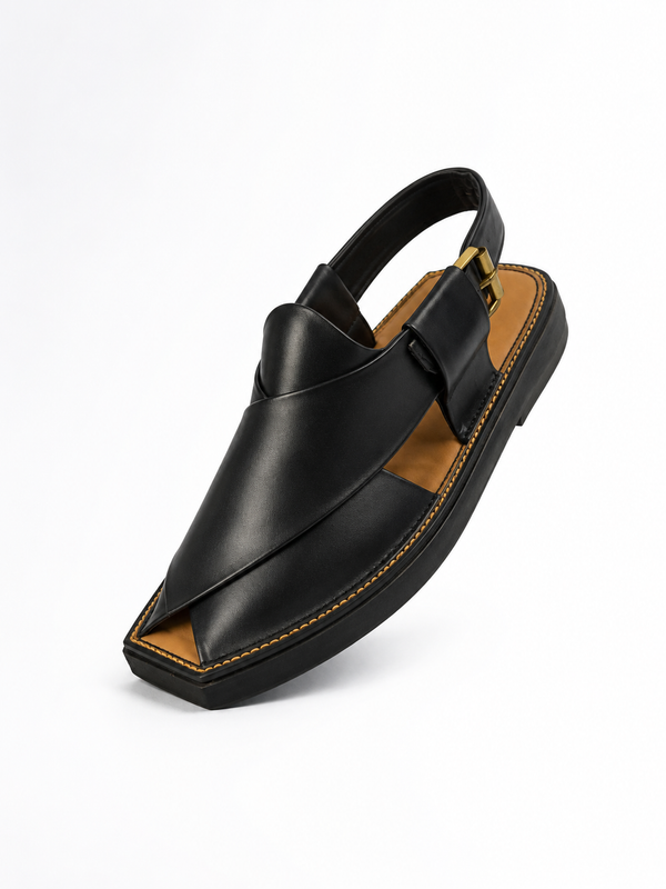 SIGNATURE KAPTAAN CHAPPAL (GLOSSY JET BLACK)