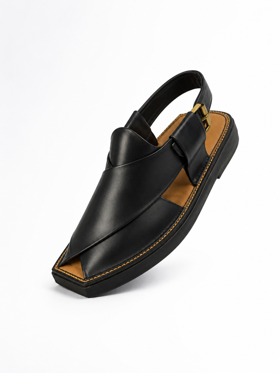 SIGNATURE KAPTAAN CHAPPAL (GLOSSY JET BLACK)