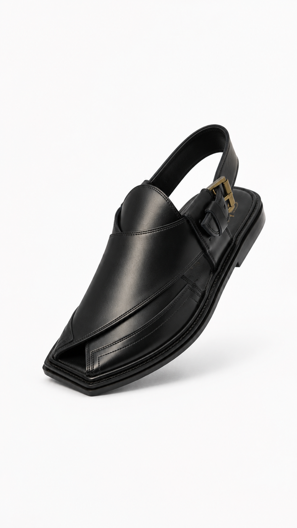 Blackstone Elite (Thin Sole Black Peshawari Chappal)