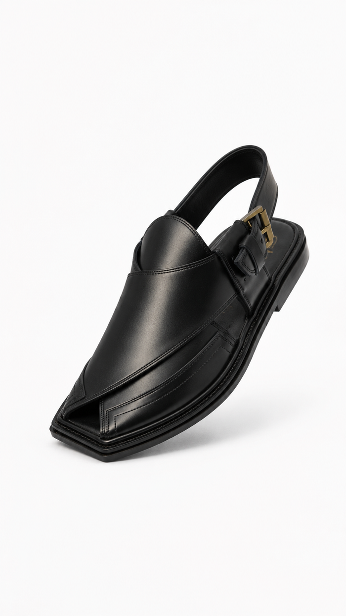 Blackstone Elite (Thin Sole Black Peshawari Chappal)