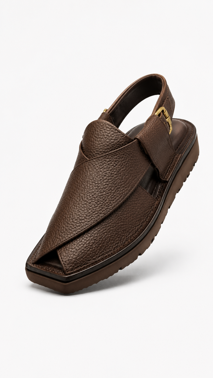 Terra Luxe (Skecher Sole Medicated Peshawari Chappal - Dotted Brown)