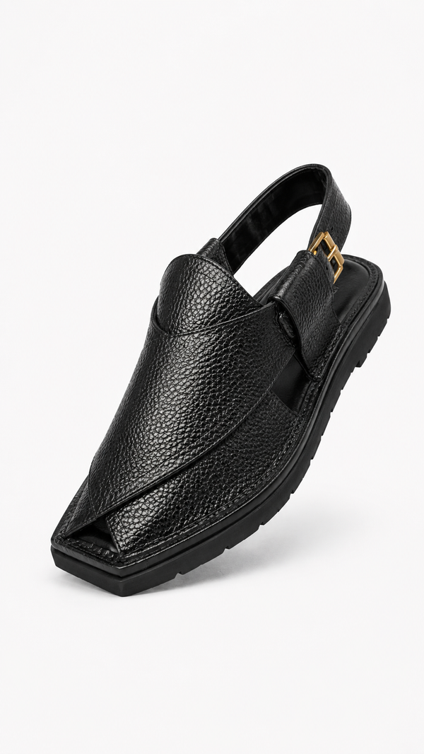 Terra Luxe (Skecher Sole Medicated Peshawari Chappal - Dotted Black)