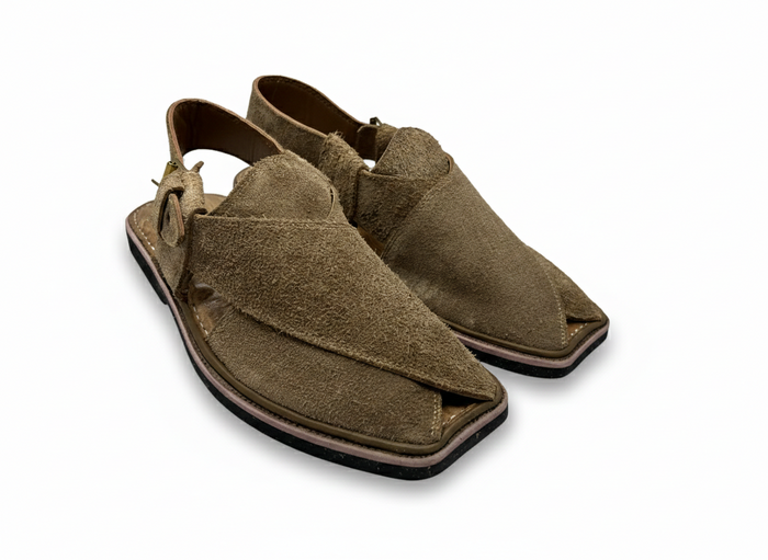 Pakhtun Pride (Beige Color Suede Mid Sole Peshawari Chappal)