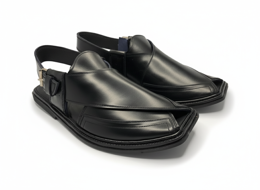 Blackstone Elite (Thin Sole Black Peshawari Chappal)