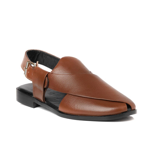 Article S03302 Handcrafted Ethnic Footwear Brown Leather Zalmi Chappal