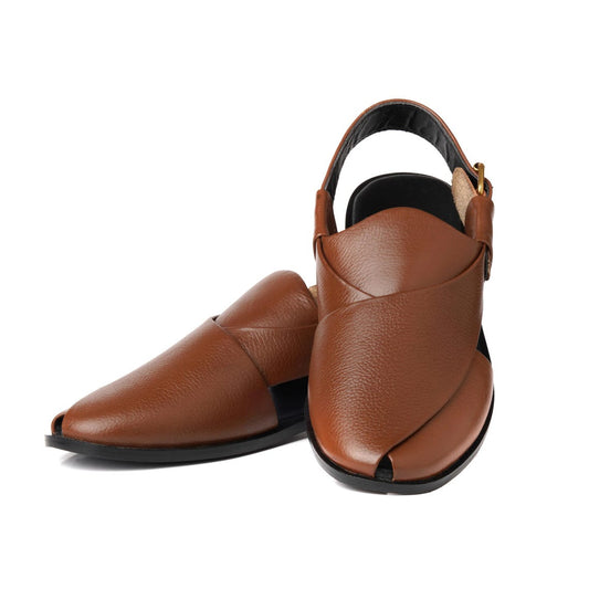 Article S03302 Handcrafted Ethnic Footwear Brown Leather Zalmi Chappal