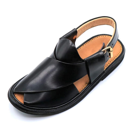 Article S03303 Men’s Premium Leather Zalmi Chappal – Black Edition