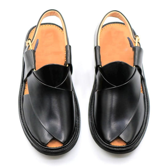Article S03303 Men’s Premium Leather Zalmi Chappal – Black Edition